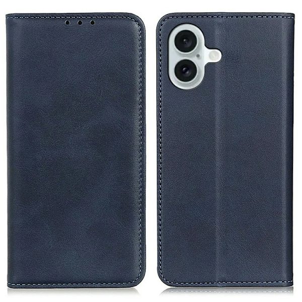 iPhone 17 Plånboksfodral Äkta läder - Blå Blå