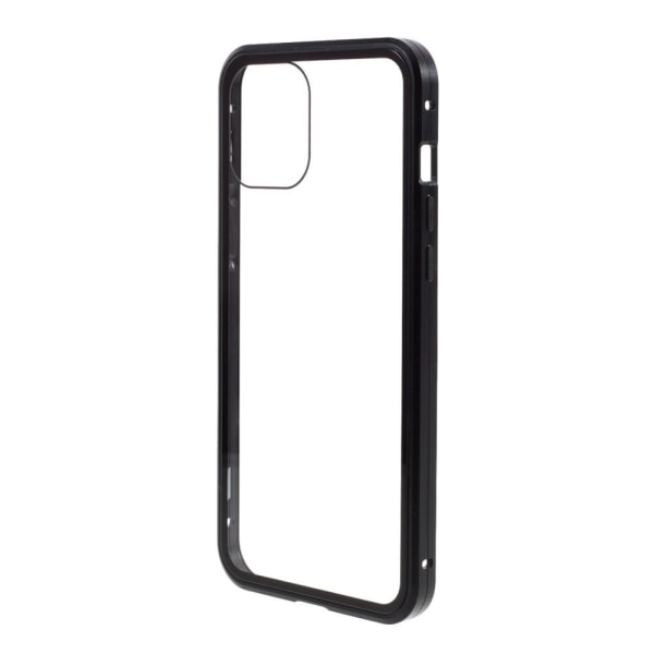 Magnetisk Metal cover med Hærdet Glas til iPhone 12 Mini - Sort Black