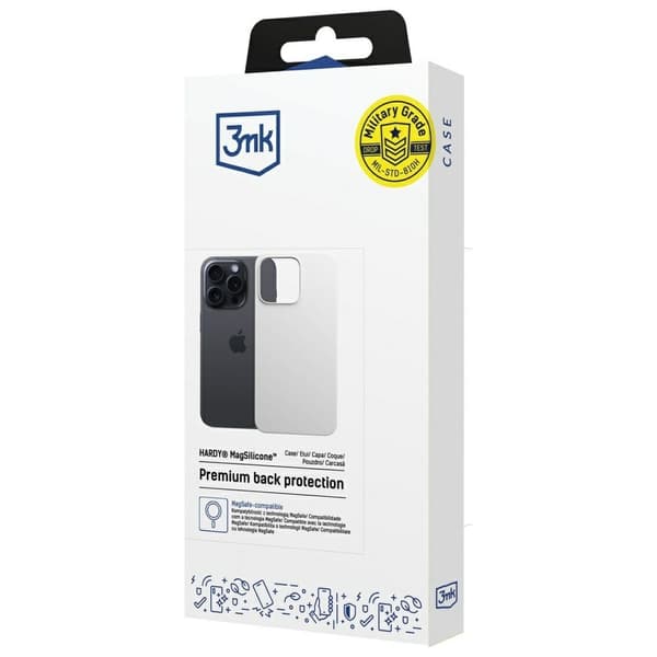 3MK Telefontaske til iPhone 16 Pro MagSafe Silicone Hardy - Hvid