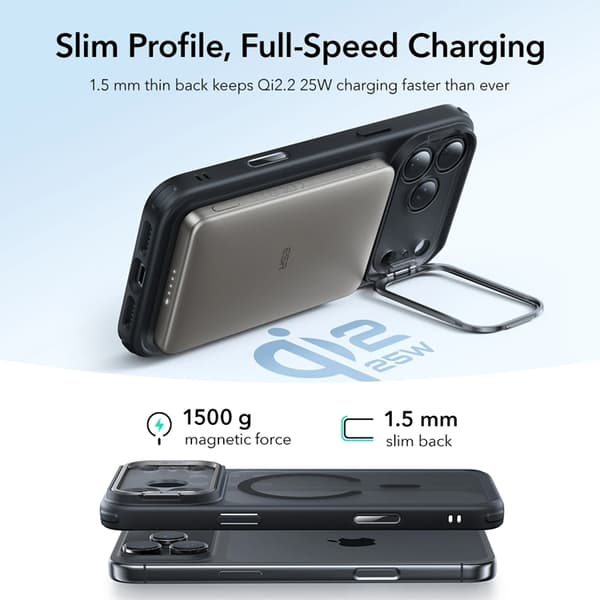 ESR Telefontaske til iPhone 17 Pro Max Magsafe Kickstand Classic Hybird Sort Svart
