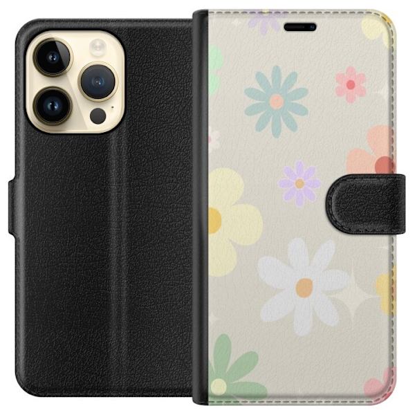 Plånboksfodral till Apple iPhone 14 Pro med fejdande blommor