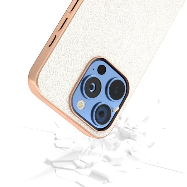 ABEEL Mobilskal till iPhone 16 Pro Electroplating Äkta Läder Grå