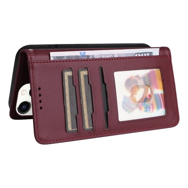 BETOPNICE iPhone 11 Pro Plånboksfodral Detachable Konstläder - Vinröd