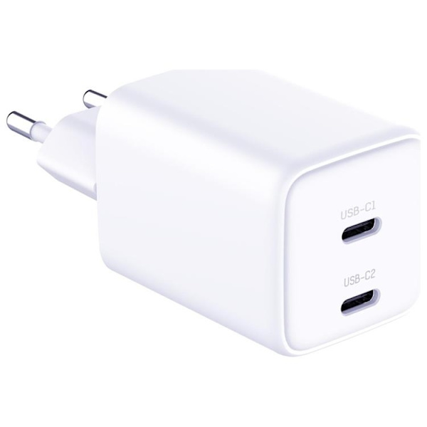 3MK Snabbladdare 45W 2xUSB-C QC4+ PPS 2C Super Fast - Vit Vit