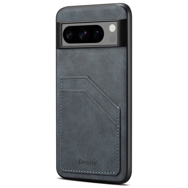 DENIOR Google Pixel 8 Pro Fodral Retro Dubbelkortplats Grå