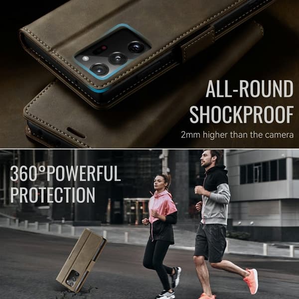CASEME 033 Series Samsung Galaxy Note20 Ultra Konstläder Plånboksfodral Brun