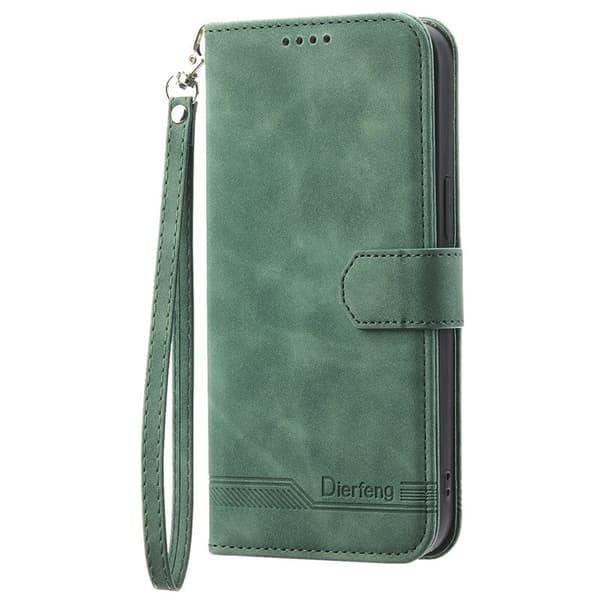 DIERFENG DF-03 Plånboksfodral för Samsung Galaxy S25 Edge Konstläder - Grön