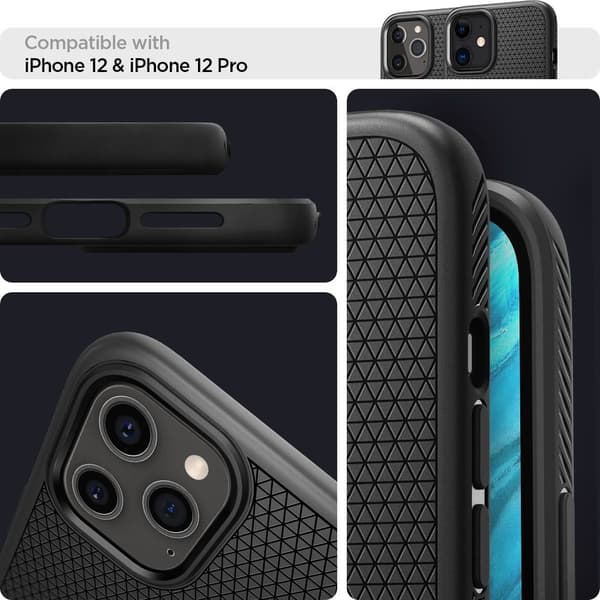 SPIGEN Liquid Air iPhone 12 & 12 Pro - Mat Sort Svart
