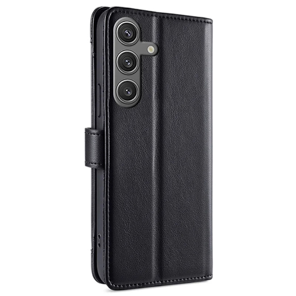 Galaxy S24 Konstläder Plånboksfodral med 2 Rem Svart