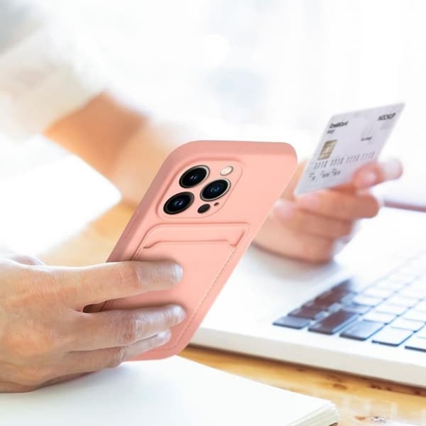 Telefontaske til iPhone 15 Pro kortholder - Lyserød Rosa