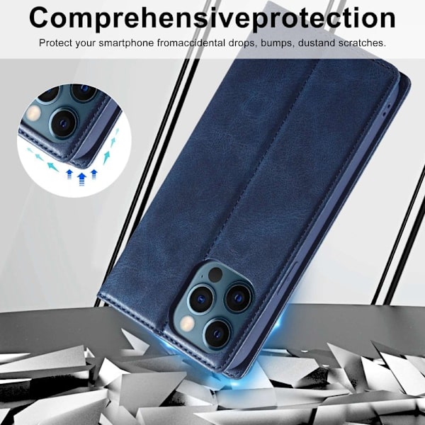 LC.IMEEKE iPhone 12 / 12 Pro Plånboksfodral Konstläder - Blå
