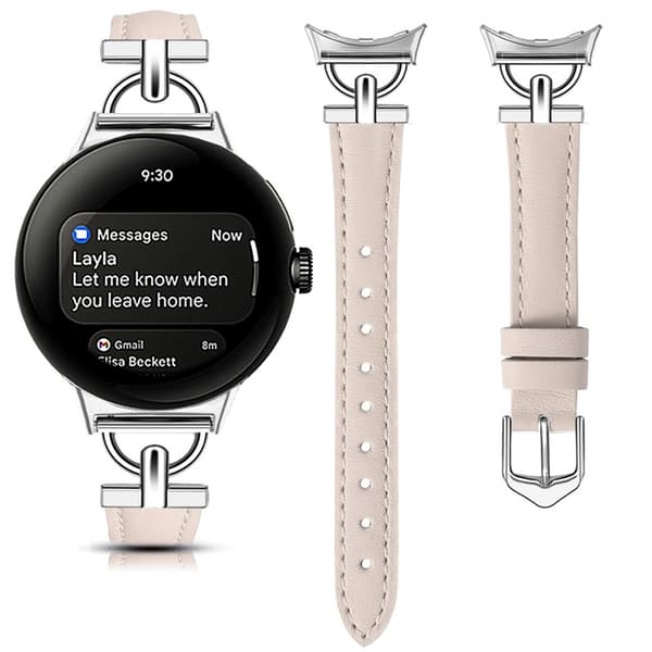 Google Pixel Watch 3 45mm Armband Äkta Cow Läder - Rosa Rosa