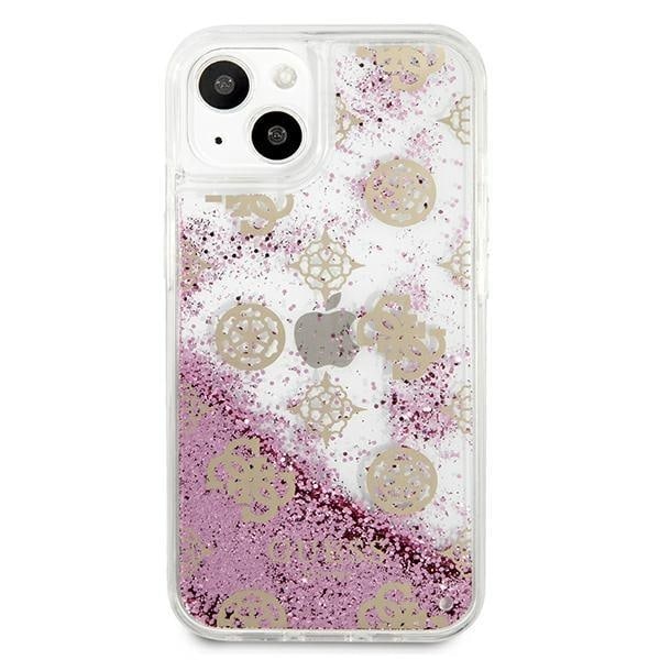 Guess iPhone 13 mini Skal Peony Liquid Glitter - Rosa Rosa
