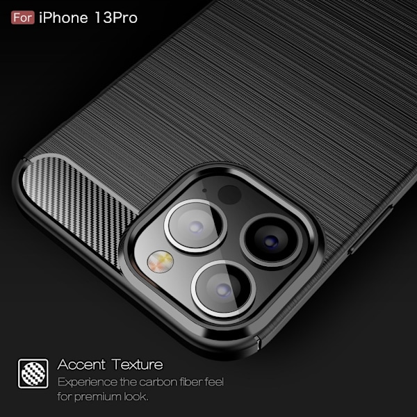Kulfibertekstur Cover iPhone 13 Pro - Sort Black