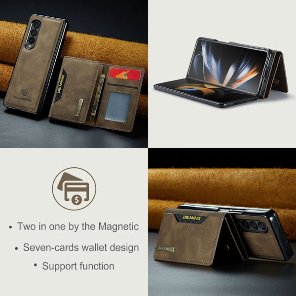 DG.MING Samsung Galaxy Z Fold4 Plånboksfodral Magnetisk Brun