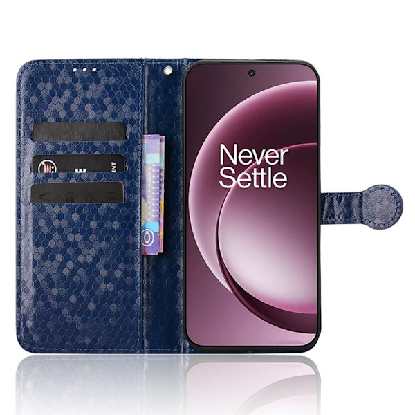 OnePlus 15 5G Konstläder Plånboksfodral Dot Pattern Imprint - Blå Blå