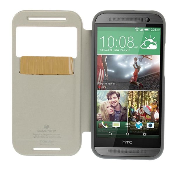 Mercury Bumper View -lompakkokotelo HTC One M8 (2014) -puhelimelle - valkoinen White