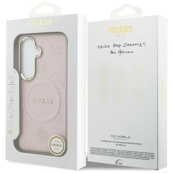 Guess Mobilskal För Galaxy S26 MagSafe Saffiano Peony Embossed Ring