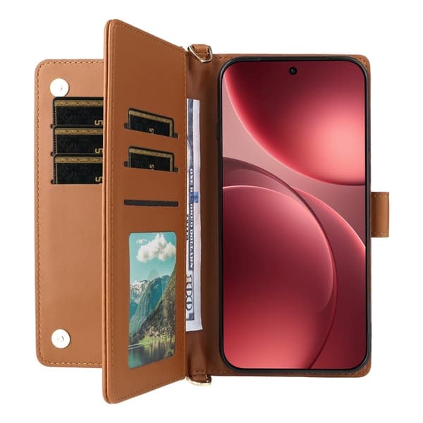 Oppo Find X9 Pro 5G Plånboksfodral Konstläder - Brun