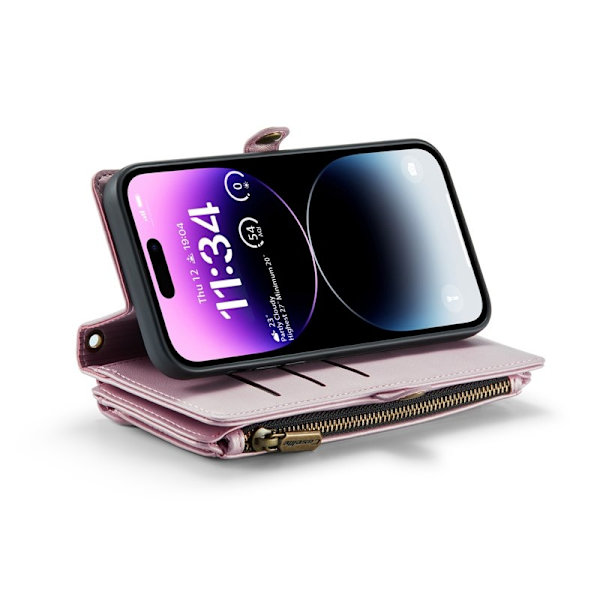 CASEME Plånboksfodral Konstläder till iPhone 14 Pro Max - Rosa