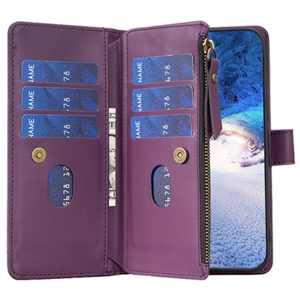 iPhone 15 Plus Plånboksfodral Zipper Flip - Lavender Lila