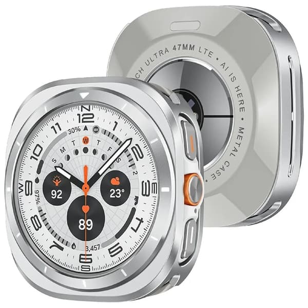 Mobilskal till Galaxy Watch Ultra (47mm) Bumper - Silver/Vit Silver