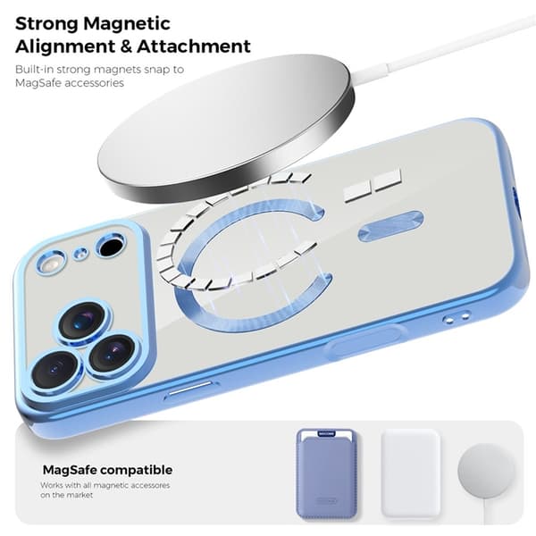 Mobilskal till iPhone 17 Pro MagSafe Korthållare TPU + PC - Blå Blå