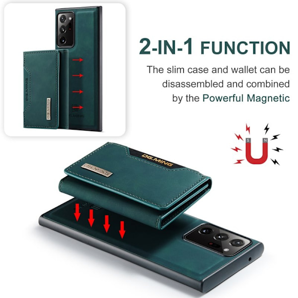 DG.MING Magnetiskt Tri-fold Plånboksfodral Samsung Galaxy Note20 Ultra Grön