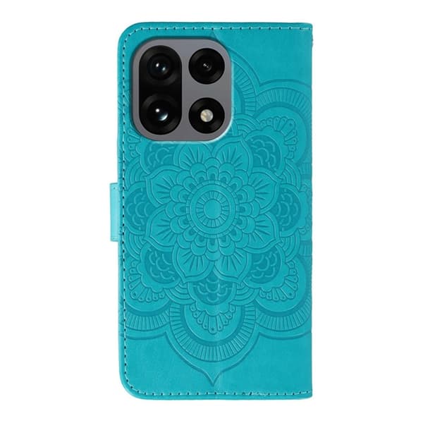 OnePlus 15 5G Konstläder Plånboksfodral Mandala Imprint Rhinestone - Blå Blå
