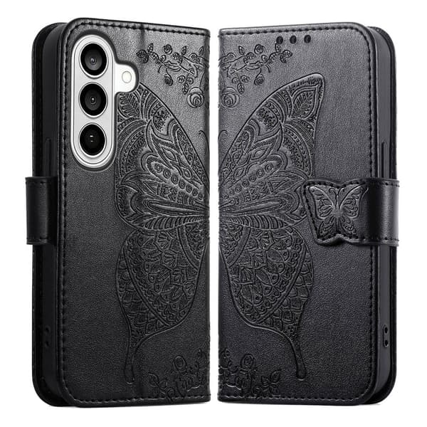 Plånboksfodral för Samsung Galaxy S26 Konstläder med rem - Svart