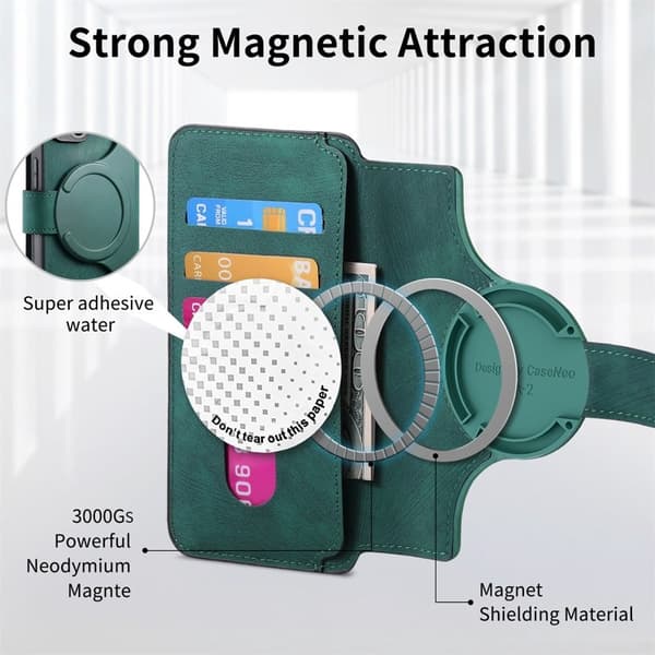 CASENEO För Nothing Phone (3a) Magnetiskt Plånboksfodral Konstläder - Grön