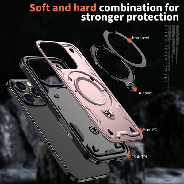 iPhone 16 Pro Max Skal Plast MagSafe Militärskydd - Roséguld