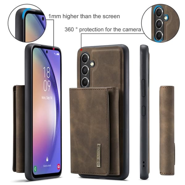 DG.MING Konstläder Plånboksfodral för Samsung Galaxy A14 5G - Brun