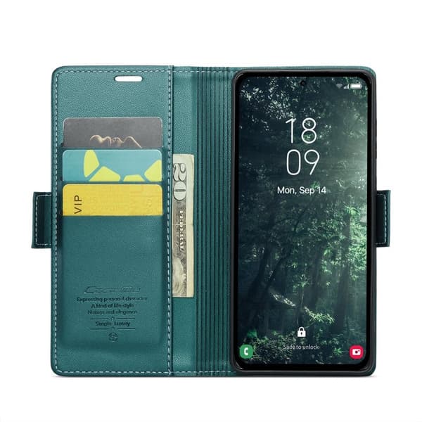 CASEME Plånboksfodral Konstläder för Samsung Galaxy A35 5G - Grön