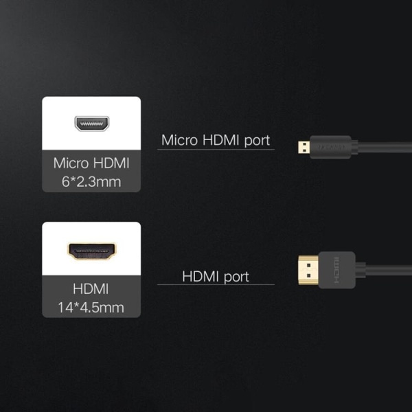 Ugreen HDMI 2.0 - Micro HDMI -kaapeli 1 m - musta
