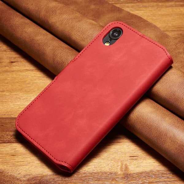 DG.MING Plånboksfodral Konstläder med Ställ för iPhone XR - Röd