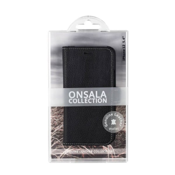 Onsala Mobiltaske Læder Sort iPhone 12 Mini Black