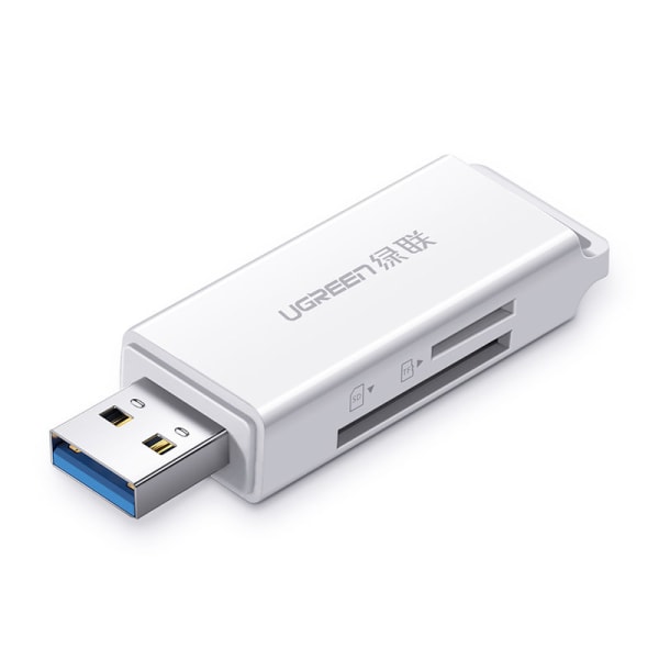 Ugreen bærbar TF/SD-kortlæser til USB 3.0 - Hvid