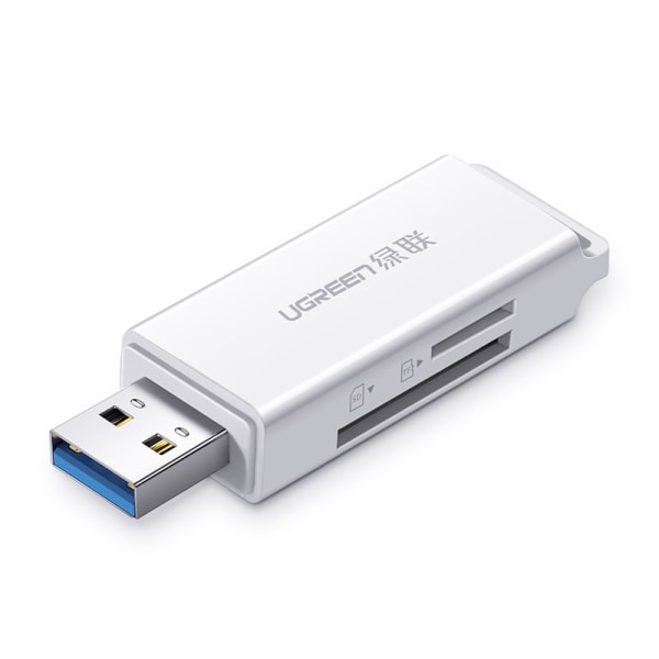 Ugreen kannettava TF/SD-kortinlukija USB 3.0:lle - valkoinen