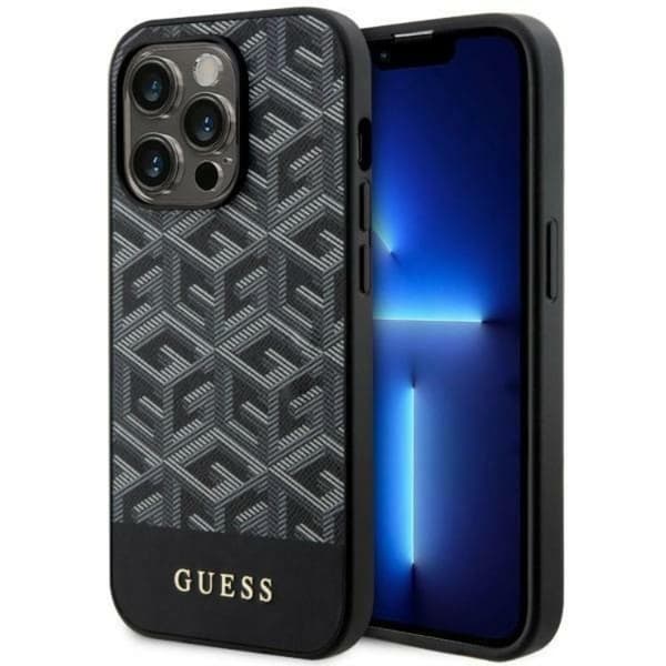 Guess iPhone 14 Pro Max Mobilskal MagSafe GCube Stripes - Sort Black