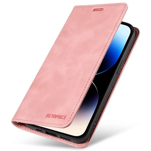 BETOPNICE iPhone 15 Pro lompakkokotelo 003 - Pinkki Rosa