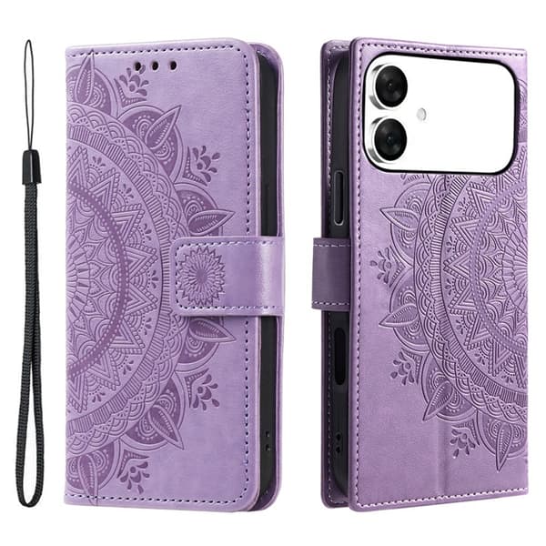 Galaxy S26 Edge Plånboksfodral Imprinted Totem Läder - Lila Lila