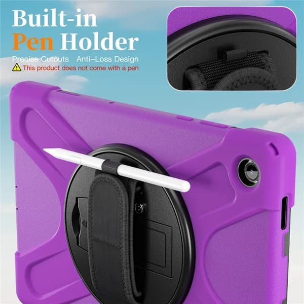 Mobilskal till Galaxy Tab A11 Plus Kickstand Silikon Axelrem Lila