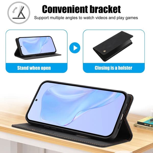 Plånboksfodral för Samsung Galaxy S26 Plus Konstläder RFID - Svart