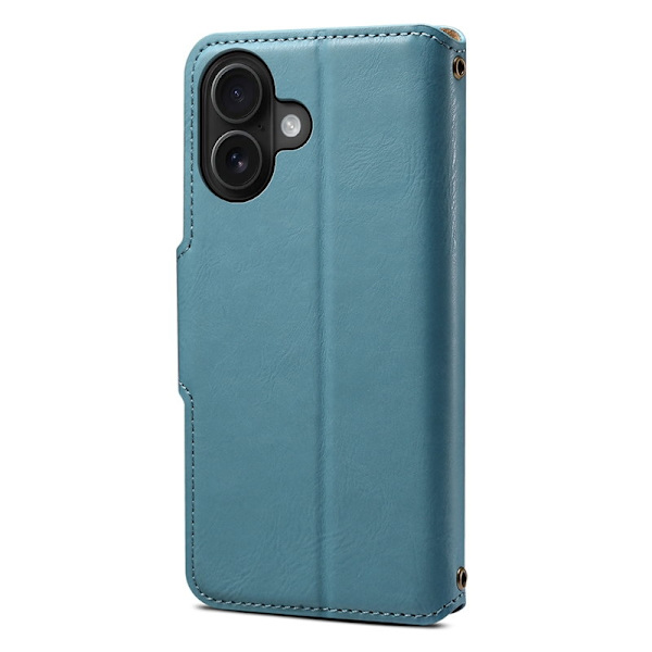DENIOR iPhone 16 Plus Plånboksfodral Konstläder Blå