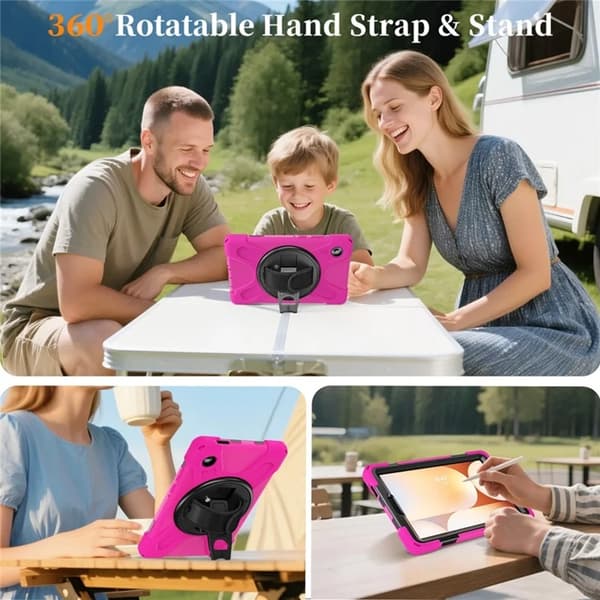 Mobilskal till Galaxy Tab A11 Kickstand Silikon Axelrem Rosa