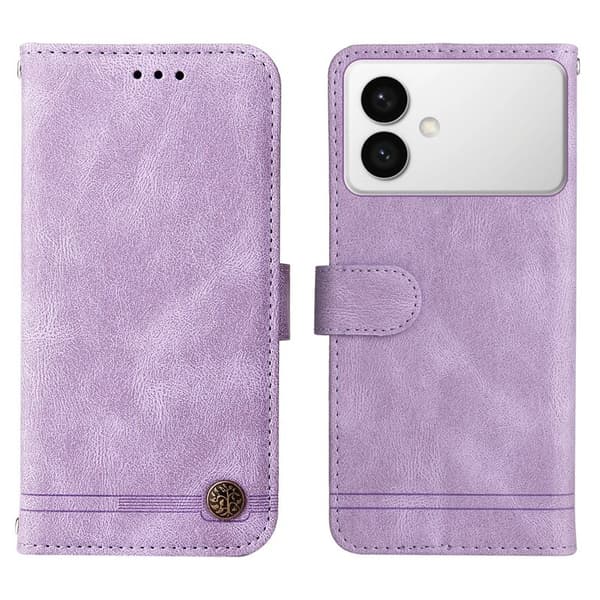 Samsung Galaxy S26 Edge Plånboksfodral Konstläder Ställ med Rem - Lila
