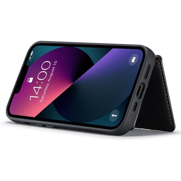 JEEHOOD iPhone 14 Plus Plånboksfodral 2-i-1 Konstläder TPU Svart