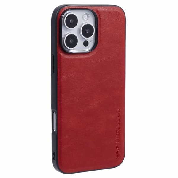 X-LEVEL Bojue-3 Mobilskal till iPhone 16 Pro Max i Läder Röd