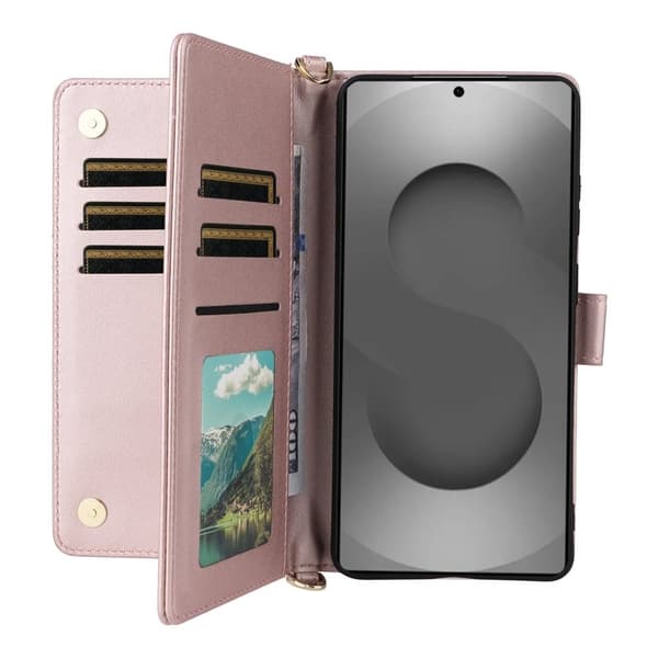 Samsung Galaxy S26 Ultra Plånboksfodral Konstläder Ställ - Rosa